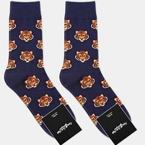 Men's Navy Blue & Orange Tiger Socks